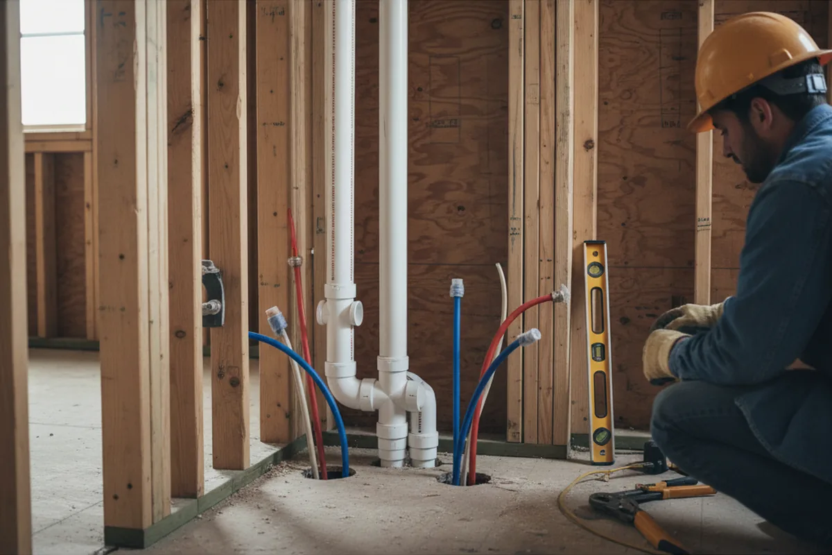 Drain and supply rough-in during Garbage Disposal Repair in Berrien Center