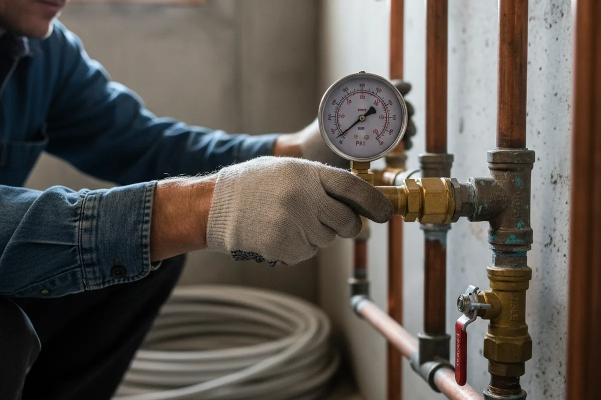 Pressure testing a repaired line during Water Line Repair in Berrien Center